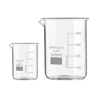 Vvs 100 ml 500 ml Set of 2 Laboratory Beakers Borosilicate 3.3 Glass Clear Graduation Marks