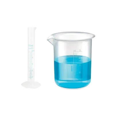 Vvs 1 Measuring Cylinder 10ml & 1 Measuring Beaker 25ml Combo Polypropylene Blue Printed Graduation
