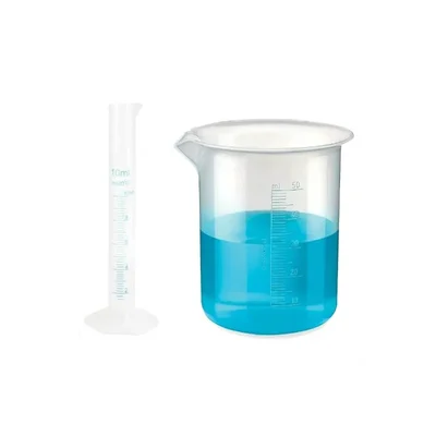 Vvs 1 Measuring Cylinder 10ml & 1 Measuring Beaker 50ml Combo Polypropylene Blue Printed Graduation