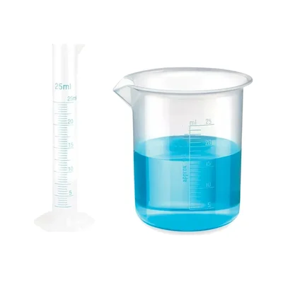 Vvs 1 Measuring Cylinder 25ml & 1 Measuring Beaker 50ml Combo Polypropylene Blue Printed Graduation