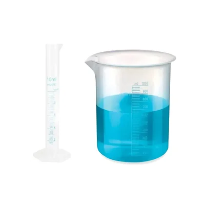 Vvs 1 Measuring Cylinder 25ml & 1 Measuring Beaker 25ml Combo Polypropylene Blue Printed Graduation