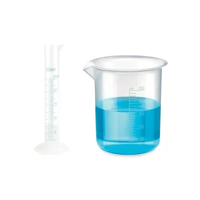 VVS 25ml Measuring Cylinder 250ml Beaker Polypropylene set of 2 School College Lab Blue Printed Graduation