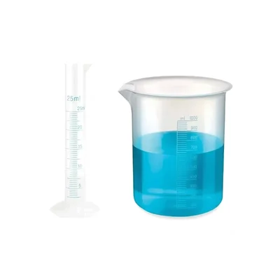 VVS 25ml Measuring Cylinder 1000ml Beaker pack of 2 School College Lab Polypropylene Blue Printed Graduation