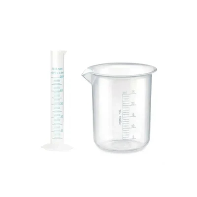 VVS 50ml Measuring Cylinder 25ml Beaker Polypropylene set of 2 School College Lab Blue Printed Graduation