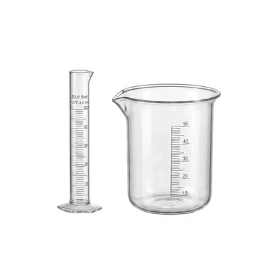 VVS 50ml Measuring Cylinder 50ml Beaker Polypropylene set of 2 School College Lab Blue Printed Graduation