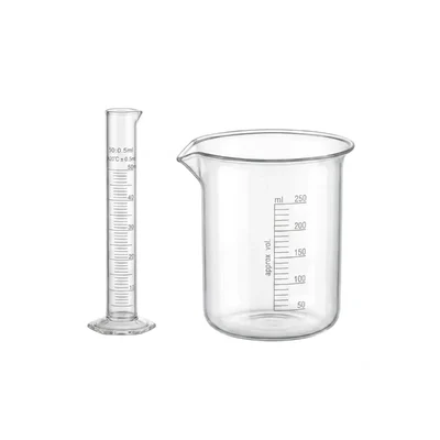 VVS 50ml Measuring Cylinder 250ml Beaker Polypropylene set of 2 School College Lab Blue Printed Graduation