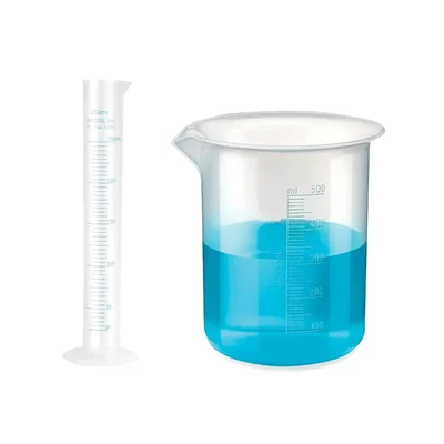 VVS 250ml & 500ml Pack of 2 Chemistry Lab Polypropylene Liquid Measurement Blue Printed Graduation