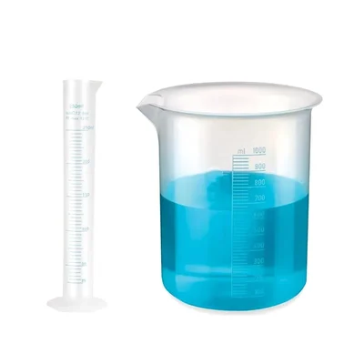 VVS 250ml & 1000ml Pack of 2 Chemistry Lab Liquid Measuring Polypropylene Plastic Cylinder & Beaker Combo