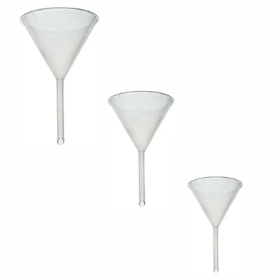 VVS Polypropylene Analytical Set of 3 Pieces 50mm 75mm 100mm Clear Plastic Funnel Set