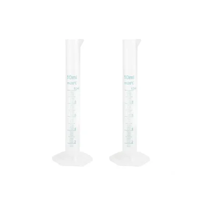 VVS 10ml Scientific Plastic Measuring Cylinder Set of 2 Polypropylene Material Hexagonal Base Printed Graduation Lab