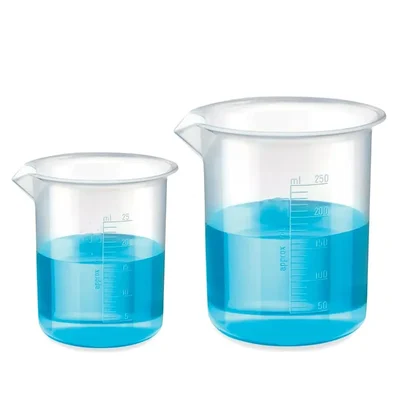 VVS 25ml 250ml Set of 2 Polypropylene Graduation Marks Laboratory Plastic Beaker School College Chemistry