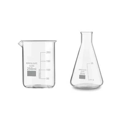 VVS 250 ml 25 ml Glass Lab Mix Borosilicate 3.3 Set Pack of 2 Flat Bottom High Temp Scale GG-17