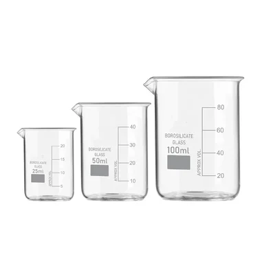 VVS 25ml 50ml 100ml Pack of 3 High Temp Glass Beaker Chemistry Lab GG-17