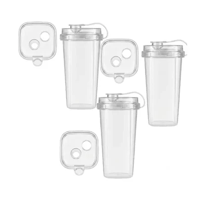 250ml x 500pcs Clear PP Square Glass with Transparent Lids, Juice & Beverage Glasses for Iced Coffee, Soda, Smoothies