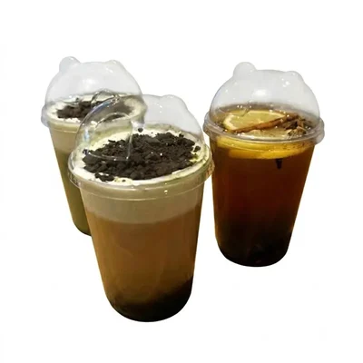 350ml x 500pcs Clear PET U Shape Cup with Dome Lids, Juice & Beverage Glasses for Iced Coffee, Soda, Smoothies