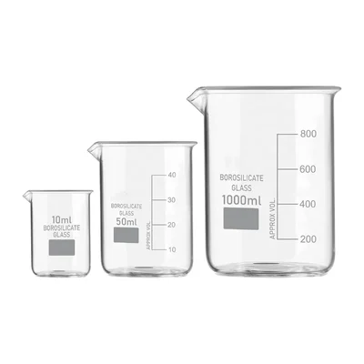 VVS GG-17 10 ml 50 ml 1000 ml pack of 3 Borosilicate 3.3 Glass Beaker Set for chemistry laboratory