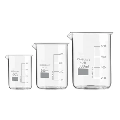 VVS 3.3 Borosilicate Glass Set of 3 50 ml 500 ml 1000 ml Beakers School Chemistry Lab Graduated