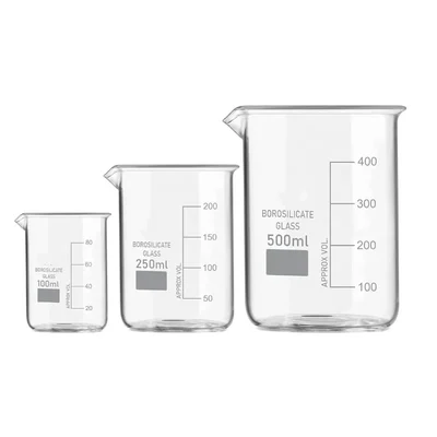 VVS 3.3 Borosilicate Glass Set of 3 100ml 250ml 500ml Beakers Chemistry Lab Graduated