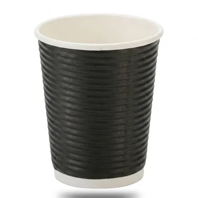 250 ml Regular, Disposable Standard Black Ripple Glass - 278+240 gsm for Picnic, Travel, Food Truck (Pack-1000 PCS)