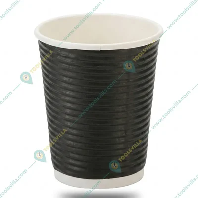 250 ml Regular, Disposable Standard Black Ripple Glass - 278+240 gsm for Picnic, Travel, Food Truck (Pack-500 PCS)