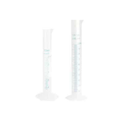 VVS 10ml 100ml Polypropylene Pack of 2 Measuring Cylinder Lab Hexagonal Base Blue Scale