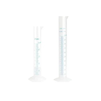 VVS 25ml 100ml Polypropylene Pack of 2 Measuring Cylinder Lab Hexagonal Base Blue Scale