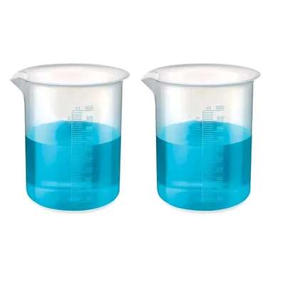 VVS 1000 ml Polypropylene Pack of 2 Plastic Beaker Clear Graduation Lab Liquid Mixing