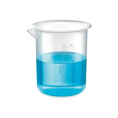 VVS 25 ml Pack of 1 Polypropylene Plastic Beaker Chemistry Lab Export Quality Clear Graduation Marks Smooth Surface
