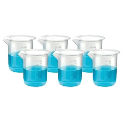 VVS 100 ml Pack of 6 Polypropylene Graduated Chemistry Lab Beakers