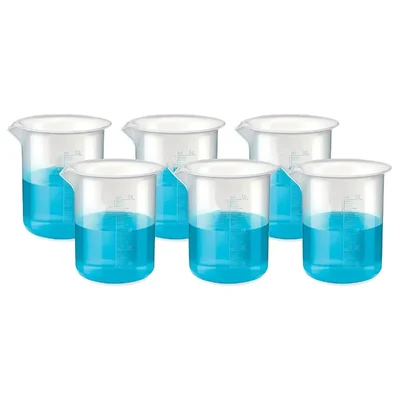 VVS Polypropylene Plastic 50 ml Beaker Pack of 6 for School College Chemistry Lab Graduation Marks