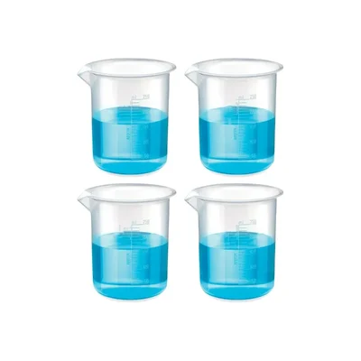 VVS 250 ml Polypropylene Plastic Beaker Pack of 4 for Chemistry Lab Graduation Marks