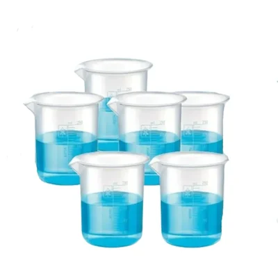 VVS 250 ml Polypropylene Plastic Beaker Pack of 6 for Chemistry Lab Graduation Marks