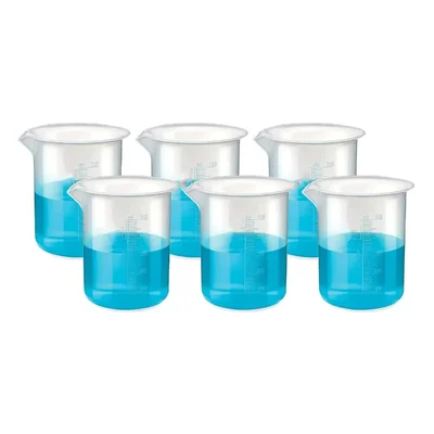 VVS 500 ml Polypropylene Plastic Beaker Pack of 6 for Chemistry Lab Graduation Marks