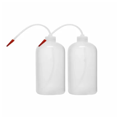 VVS 500ml Polypropylene Plastic Wash Bottle 2 Screw Cap Flexible Tube for Lab Liquid Dispensing