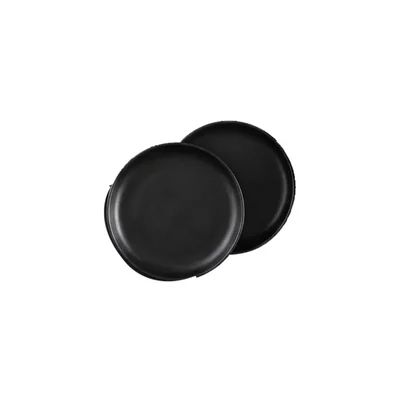 9 Inch Black Melamine Artisian Medium Plate (Pack of 2), Serving Platter Set for Restaurants, Outdoor Party