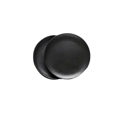 13 Inch Black Melamine Artisian Buffet Plate (Pack of 2), Commercial Serving Platter Set for Restaurants, Outdoor Party
