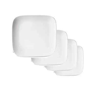 Set of 4 White Melamine French Platter (5.5, 6.75, 7.75 and 8.75inch), Shatterproof Oval Platter for Appetizers