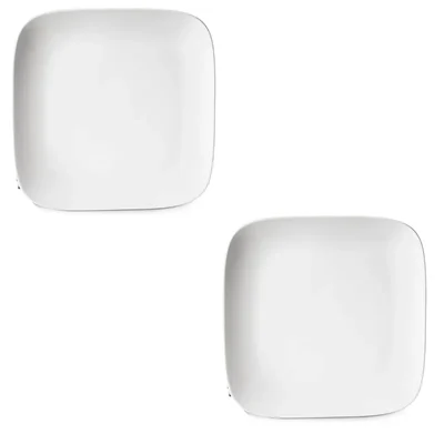 8.75 Inch White Melamine French Platter (Pack of 2), Shatterproof Oval Platter Set for Appetizers, Desserts, Side Dishes