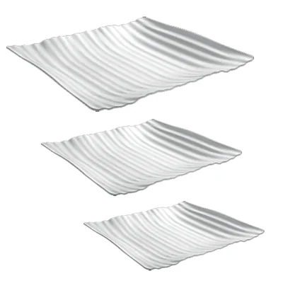 Set of 3 White Melamine Swiss Platter (7.5, 8.5 and 11.25 Inch), Medium Shatterproof Platter for Appetizers, Entrees