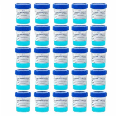 VVS 30ml Pack of 25pcs Polypropylene Urine Sample Bottles With Lid Nursing Hospitals Medical College Lab Laboratory