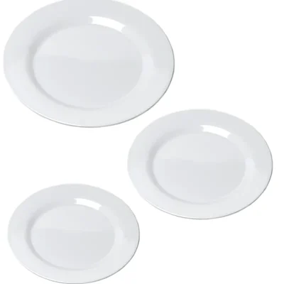 Set of 3 White Melamine Oval Platter (8.5, 11, 13 inch), Shatterproof Oval Platter Set for Entrees, Appetizers, Fish