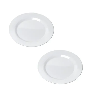 8.5 Inch White Melamine Oval Platter (Pack of 2), Medium Shatterproof Oval Platter Set for Entrees, Appetizers, Fish