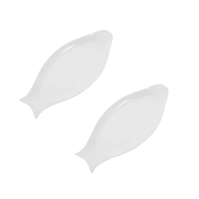14 Inch White Melamine Fish Platter (Pack of 2), Large Serving Platter & Shatterproof for Whole Fish, Seafood Spreads