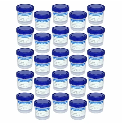 VVS 50ml Pack of 25pcs Polypropylene Urine Sample Bottles With Lid School College Chemistry Laboratory