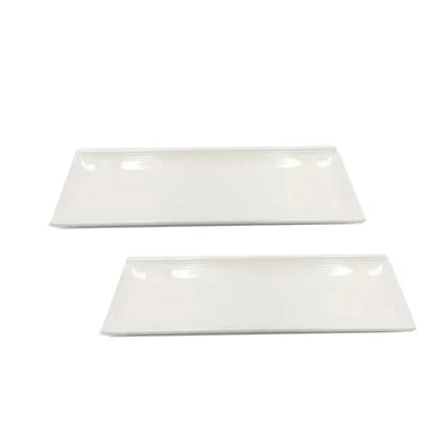 13 Inch White Melamine Shallow Platter (Pack of 2), Large Commercial Serving Tray & Shatterproof for Sushi & Catering