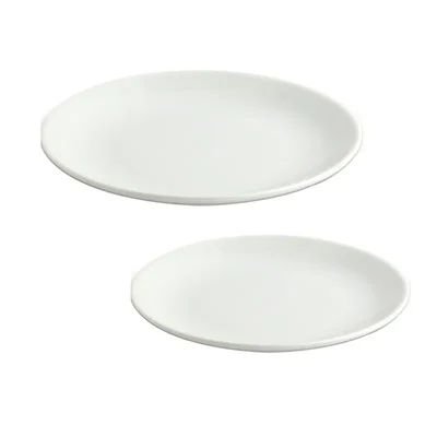 11.5 inch & 14 Inch White Melamine Bamboo Platter (Pack of 2), Shatterproof Bamboo-Textured Platter Set for Sushi