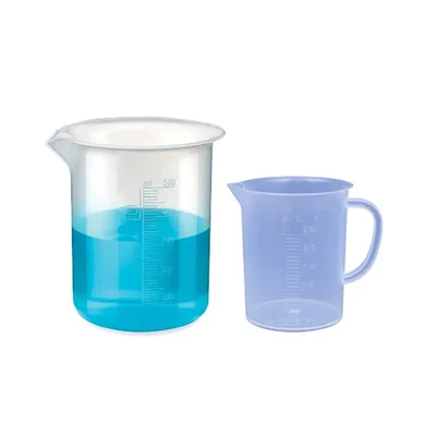 VVS 500ml & 250ml Set Of 2 Chemistry Lab Plastic Beaker Clear Graduation Marks Polypropylene