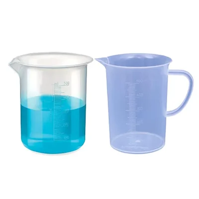VVS 500ml & 500ml Set Of 2 Chemistry Lab Plastic Beaker Clear Graduation Marks Polypropylene