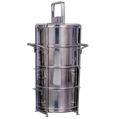 Premium 10 Inch Stainless Steel Jumbo Tiffin Carrier 4 Bowls Bulk Catering Food Storage 4 Tier Container