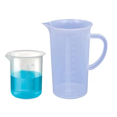 VVS 500ml & 1000ml Pack of 2 Lab Plastic Beaker & Measuring Jug Clear Graduated Plastic Container